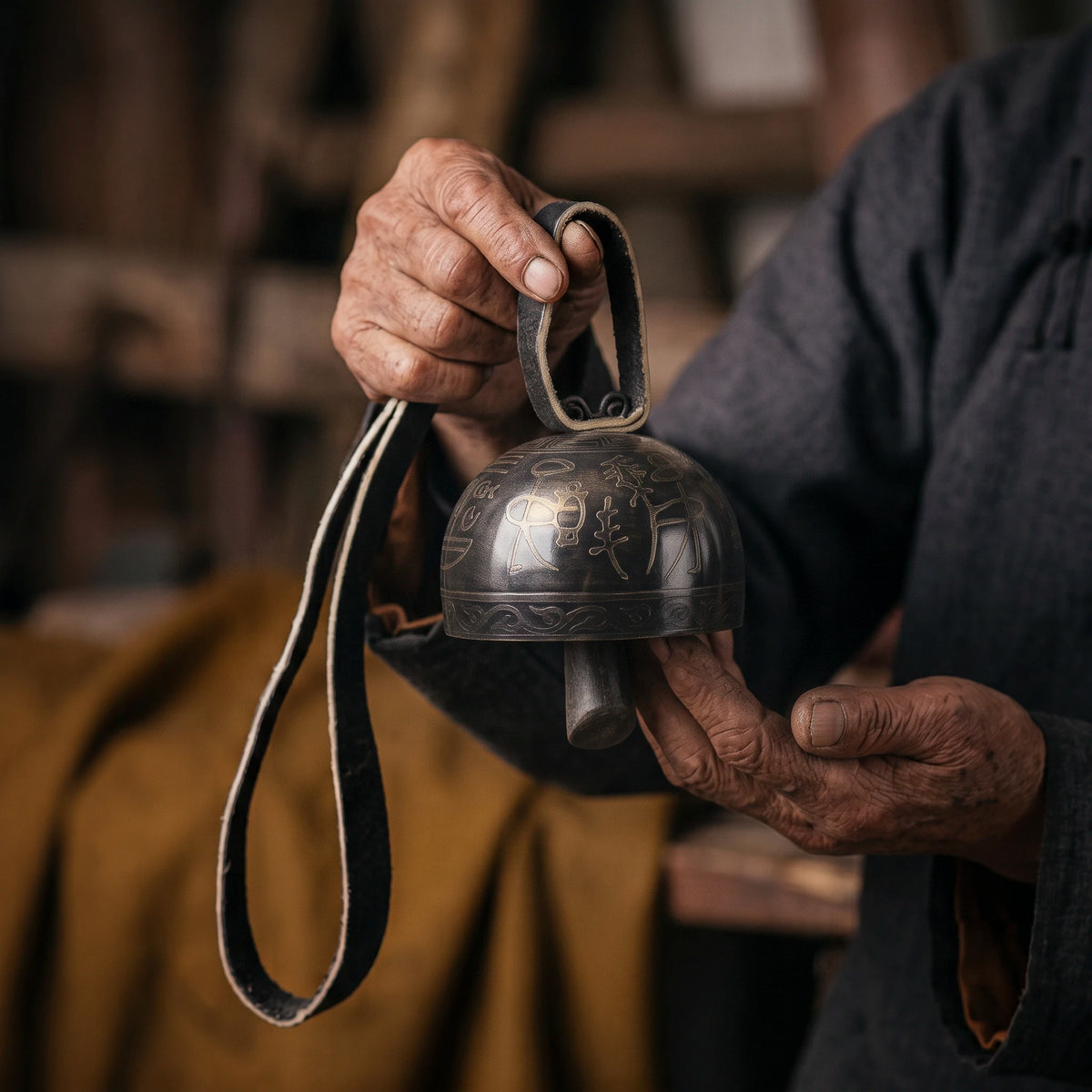 Himalayan Terma Ancient Trail Bell | Echoes of the Tea Horse Road Antique Brass Hanging