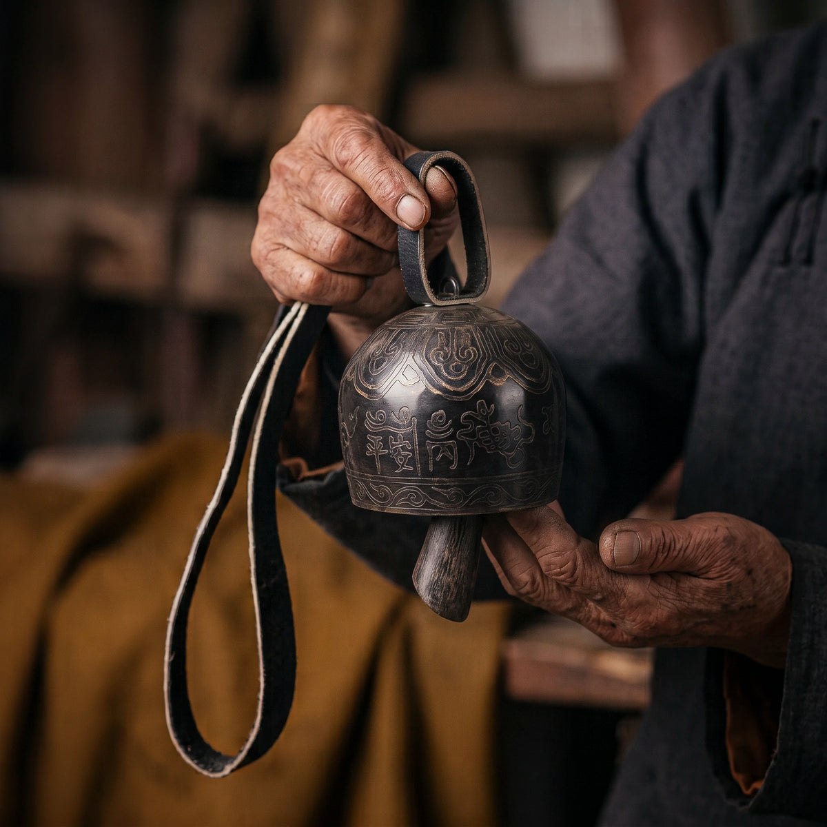 Himalayan Terma Ancient Trail Bell | Echoes of the Tea Horse Road Antique Brass Hanging