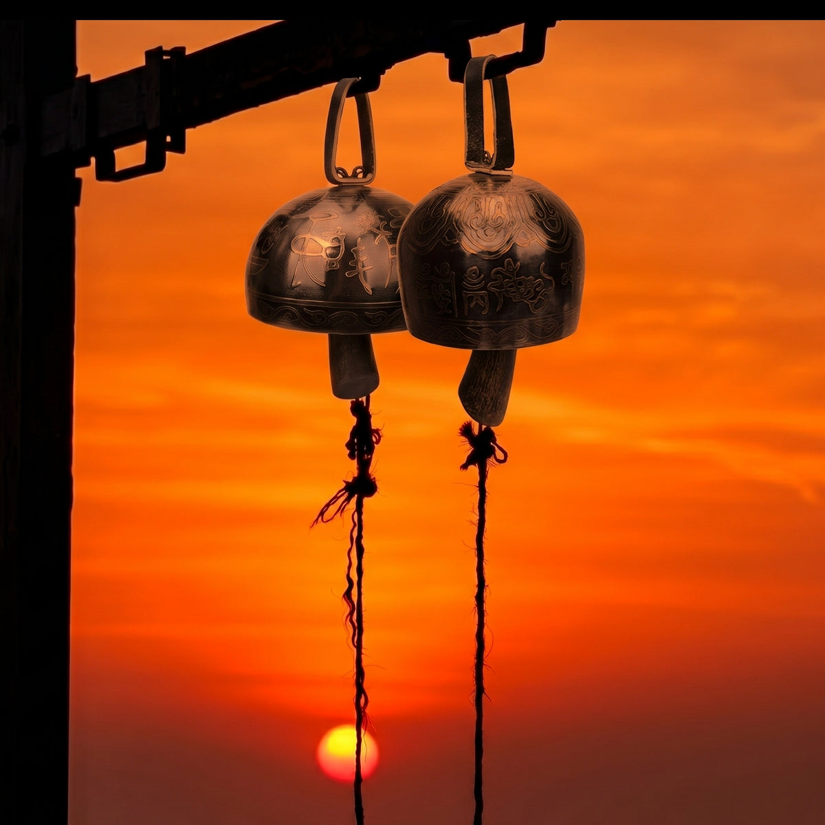 Himalayan Terma Ancient Trail Bell | Echoes of the Tea Horse Road Antique Brass Hanging