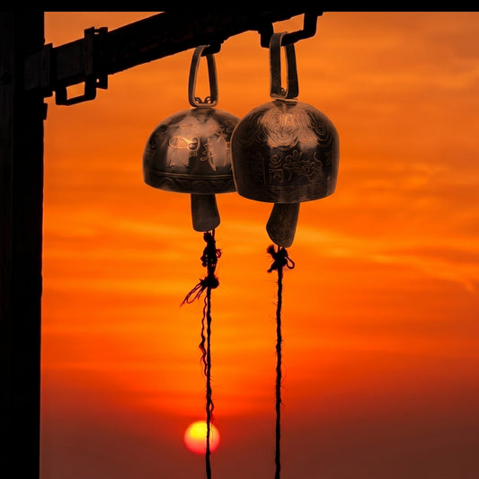 Himalayan Terma Ancient Trail Bell | Echoes of the Tea Horse Road Antique Brass Hanging