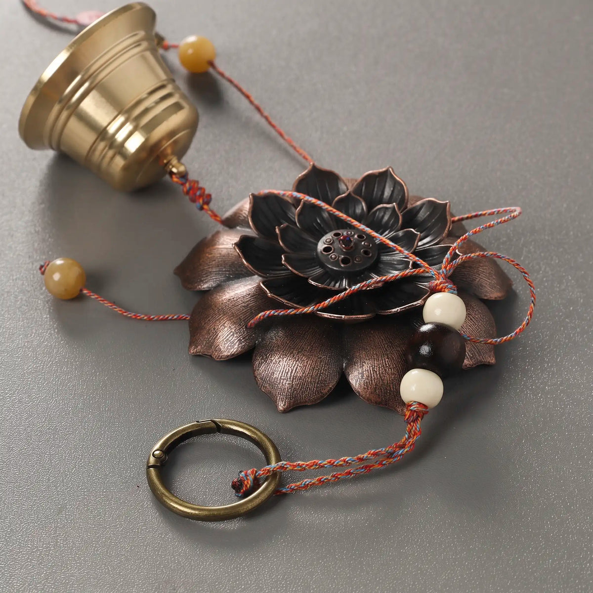 Himalayan Terma Tibetan Lungta Wind Chime | Wind-Borne Blessings Antique Bronze Hanging