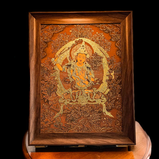 Himalayan Terma Manjushri Sword Mudra | Transcendent Wisdom Mineral Pigment Artwork