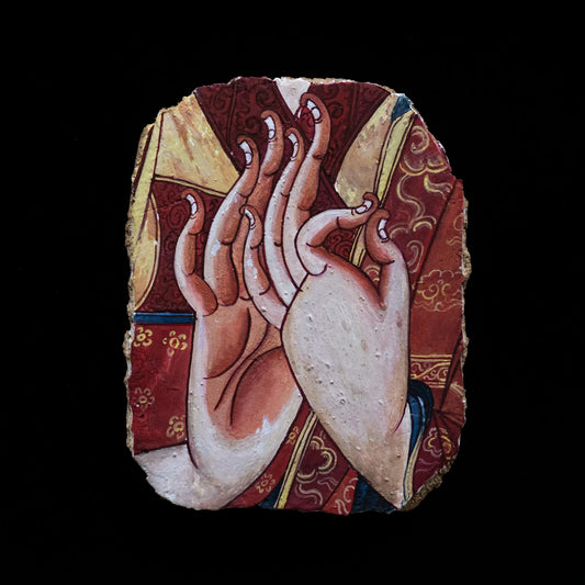 Himalayan Terma Je Tsongkhapa Mural | Dharma Preaching Mudra Mineral Pigment Artwork