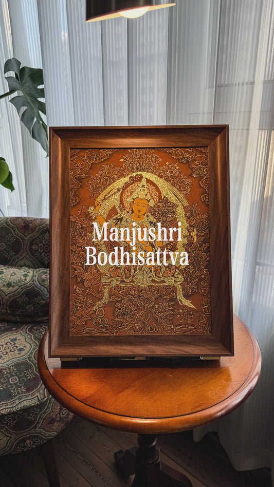 Himalayan Terma Manjushri Sword Mudra | Transcendent Wisdom Mineral Pigment Artwork